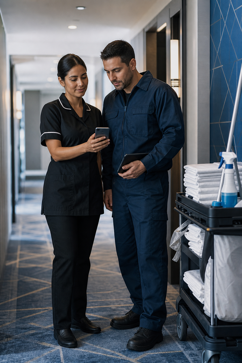 Housekeeping Services at Hotel with Smartphones