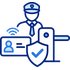 Icona vigilanza e controllo accessi per Facility Management operativo